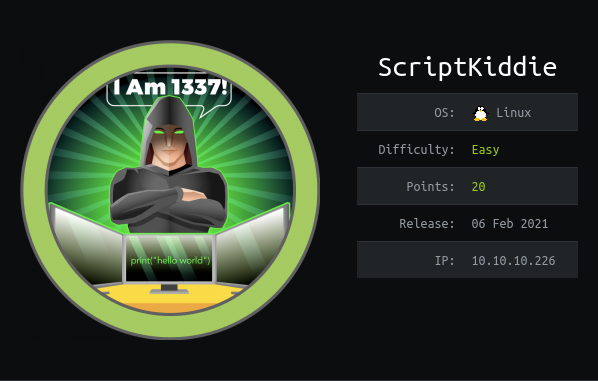 ScriptKiddie HackTheBox Machine